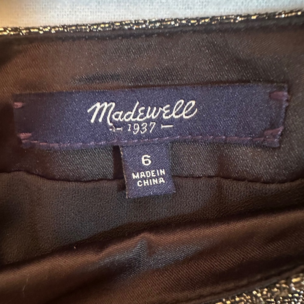 Madewell Metallic Mini Skirt Bronze Gold A-Line Holiday Party 08523 Size 6 - Picture 4 of 6